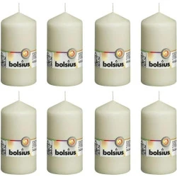 Bougies piliers Ivoire, Lot de 8, Durée 43 heures