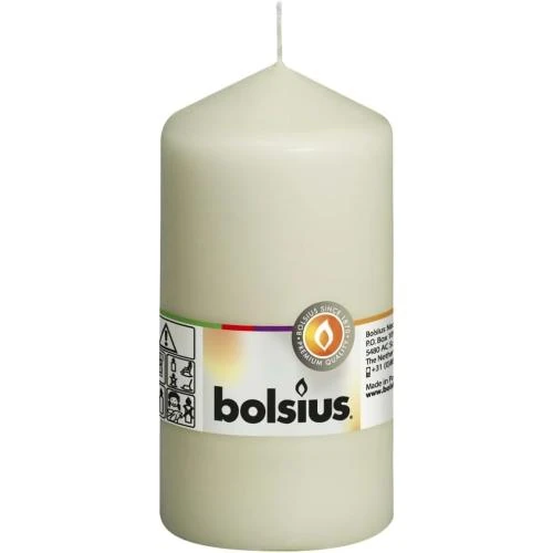 Détail de Bougies piliers Ivoire, Lot de 8, Durée 43 heures
