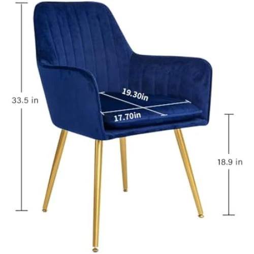 Zoom sur Lot de 2 Fauteuils Modernes en Velours pour Salon et Cuisine