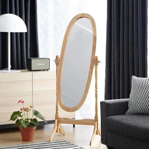 Miroir ovale sur pied bois vieilli Livinia - Vue principale