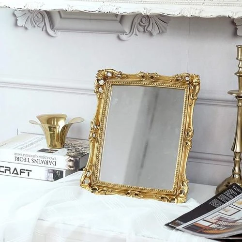 Détail de Miroir décoratif vintage Funly mee, or antique carré
