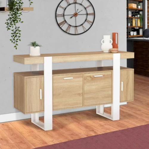 Détail de Buffet Phoenix 4 Portes Bois Blanc, Élégance Moderne