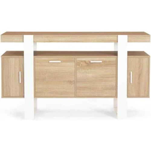 Zoom sur Buffet Phoenix 4 Portes Bois Blanc, Élégance Moderne