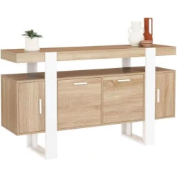 Buffet Phoenix 4 Portes Bois Blanc, Élégance Moderne