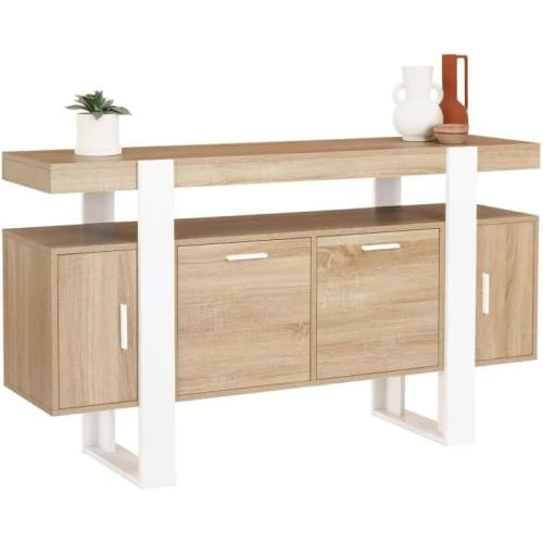 Buffet Phoenix 4 Portes Bois Blanc, Élégance Moderne - Vue principale