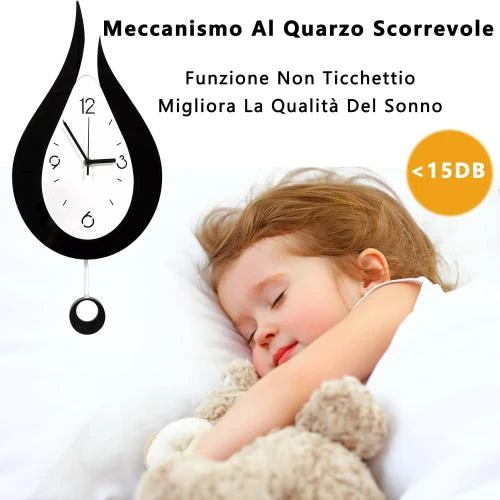 Zoom sur Horloge murale moderne SFITVE, silencieuse, créative, noir blanc