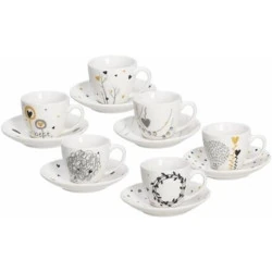 Tognana Iris, Lot 6 Tasses Café, New Bone China, Multicolore