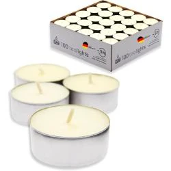 Bougies chauffe-plat non parfumées, blanches, 100 unités