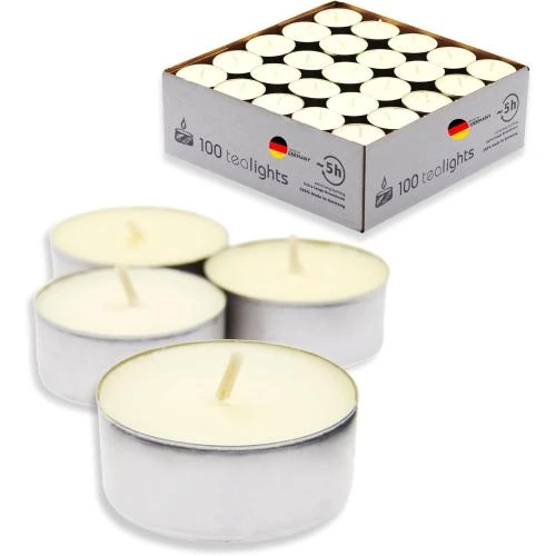 Bougies chauffe-plat non parfumées, blanches, 100 unités - Vue principale
