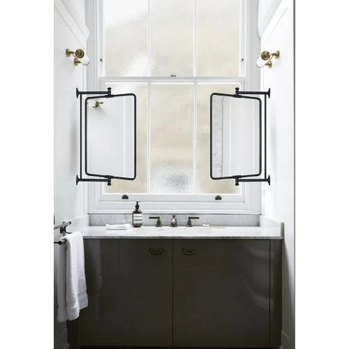 Détail de Miroir pivotant inclinable noir salle de bain rectangulaire