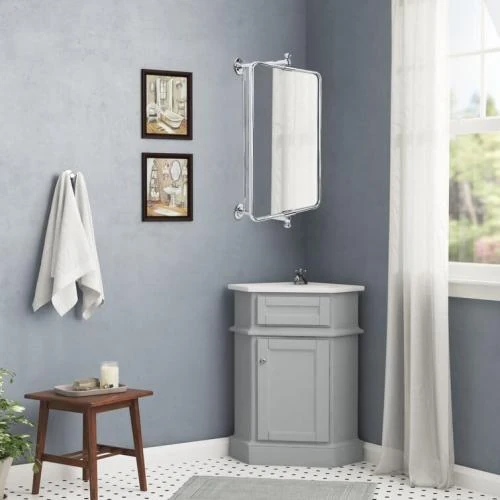 Zoom sur Miroir pivotant inclinable noir salle de bain rectangulaire