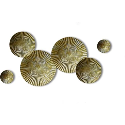 Détail de Sculptures murales métal, lot de 6, or, argent, Sunburst