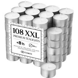 Bougies chauffe-plat CiaetCo, 108 pièces, blanche, longue durée