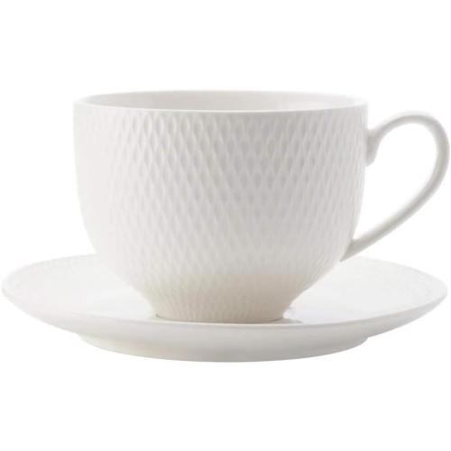 Présentation de Zoom sur Tasse à Thé Soucoupe Diamants Blanc Maxwell 