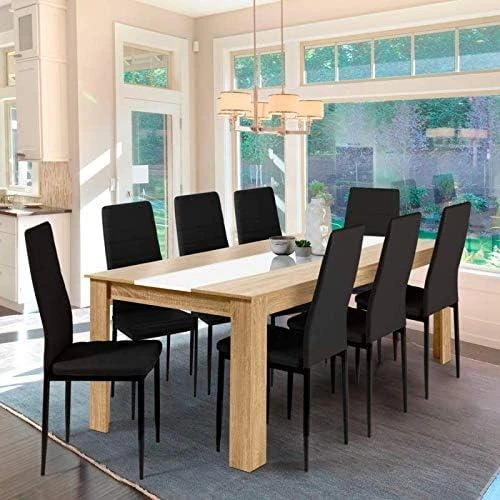 Détail de Table à Manger Rectangle Georgia 8 Personnes Imitation Hêtre, Blanche