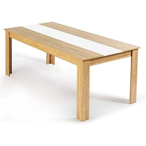 Table à Manger Rectangle Georgia 8 Personnes Imitation Hêtre, Blanche - Vue principale