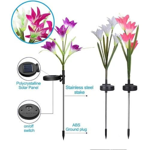 Zoom sur Lampes Solaires Fleurs de Lys eaaerr, Décoration Jardin