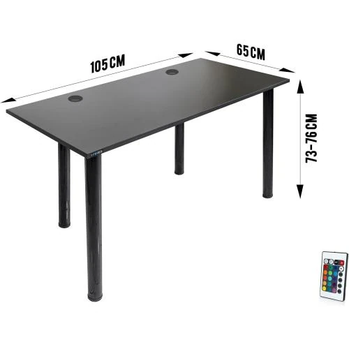 Détail de Bureau gaming SyberDesk noir, lumières LED, organisateurs
