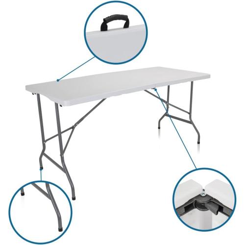 Présentation de Table Pliable Camping hjh OFFICE, Plastique Blanc, Jardin en situation