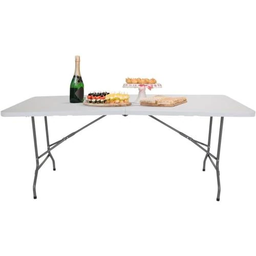 Table Pliable Camping hjh OFFICE, Plastique Blanc, Jardin - Vue principale