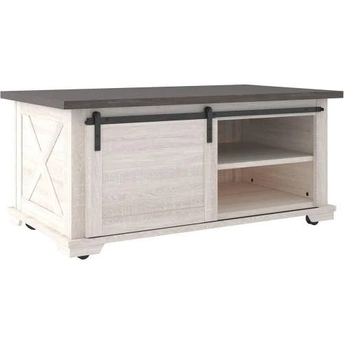 Table de Salon Dorrinson, Blanc Marron, Design Ashley - Vue principale