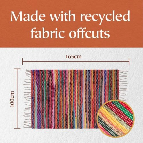 Détail de Tapis chindi multicolore commerce équitable, décoration intérieure