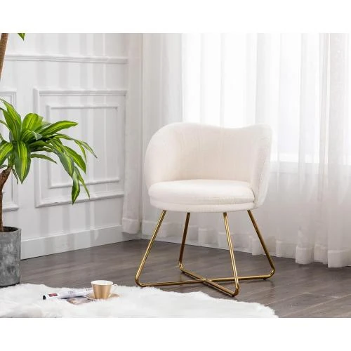 Détail de Fauteuil Coiffeuse Fausse Fourrure Blanc WAHSON OFFICE CHAIRS