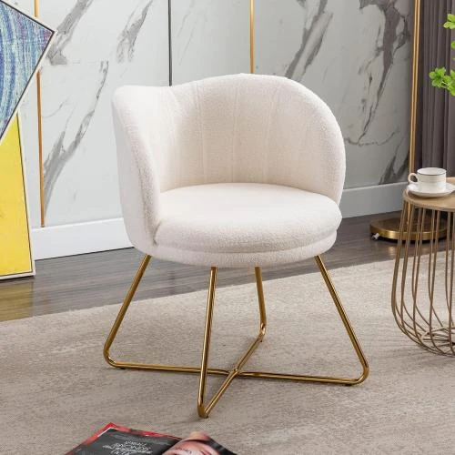 Fauteuil Coiffeuse Fausse Fourrure Blanc WAHSON OFFICE CHAIRS - Vue principale