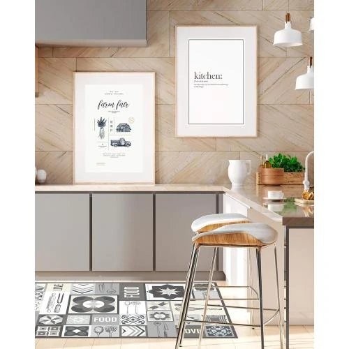 Détail de Tapis Vinyle Cuisine Antidérapant Lavable Gris 60x110 cm
