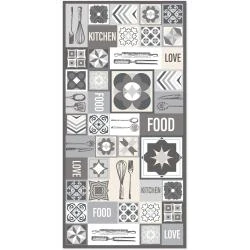 Tapis Vinyle Cuisine Antidérapant Lavable Gris 60x110 cm