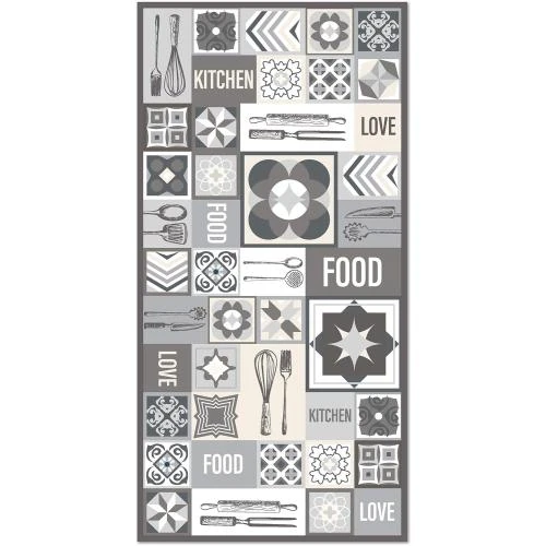 Tapis Vinyle Cuisine Antidérapant Lavable Gris 60x110 cm - Vue principale
