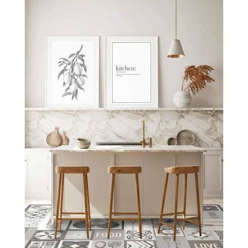Zoom sur Tapis Vinyle Cuisine Antidérapant Lavable Gris 60x110 cm