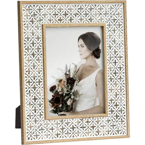 Cadre Photo Afuly Blanc Brun Jaune Boho Shabby - Vue principale