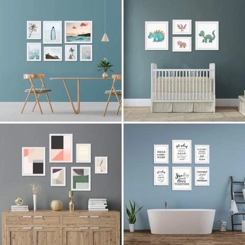 Zoom sur Cadres photo bois blanc, lot 4, décoration murale