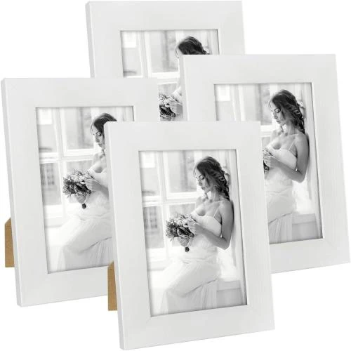 Cadres photo bois blanc, lot 4, décoration murale - Vue principale