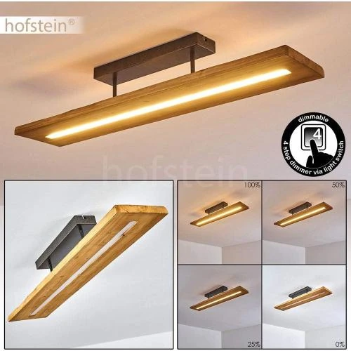 Détail de Plafonnier LED Adak bois, métal, lampe suspendue élégante