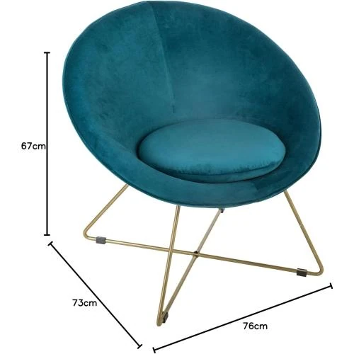 Zoom sur Fauteuil Evan Velours Bleu Canard, Atmosphera