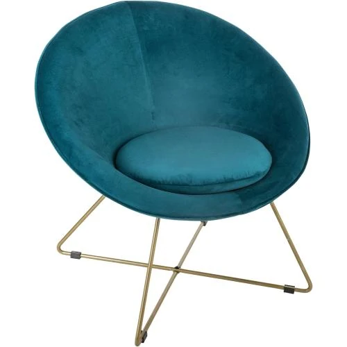 Fauteuil Evan Velours Bleu Canard, Atmosphera - Vue principale