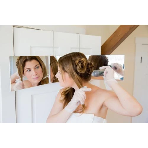 Zoom sur Miroir Portable Trois Volets Blanc, Maquillage, Voyage