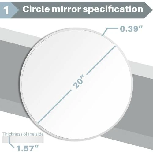 Zoom sur Miroir rond blanc Art Deco, décoration murale élégante