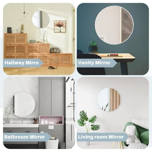 Détail de Miroir rond blanc Art Deco, décoration murale élégante