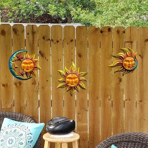 Zoom sur Décorations murales métal, verre, lot de 3, intérieur, extérieur