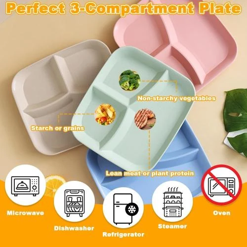 Zoom sur Assiettes Divisées Plastique 6 PCS, Service Table Compartiment