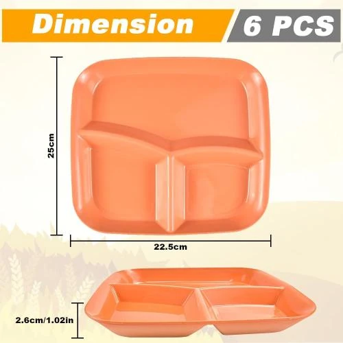 Détail de Assiettes Divisées Plastique 6 PCS, Service Table Compartiment