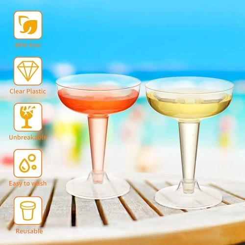 Détail de Verres Plastique 120ml, 60 Pièces, Gobelets Cocktail, Transparent