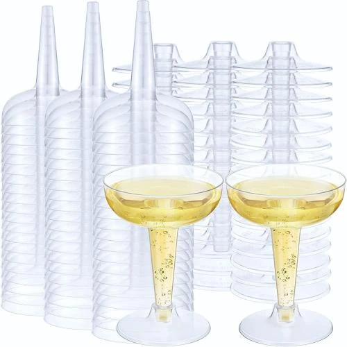 Verres Plastique 120ml, 60 Pièces, Gobelets Cocktail, Transparent - Vue principale