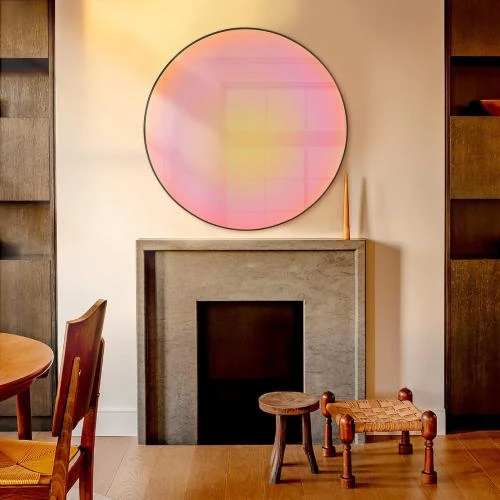 Détail de Miroir rond GlasFlength, décoration murale, reflet couleur