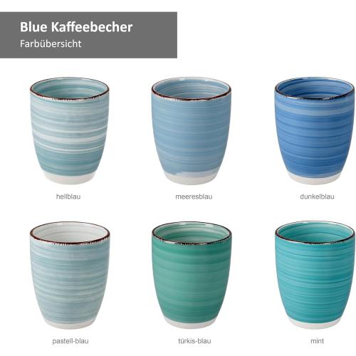 Présentation de MamboCat, Lot 6 Tasses Café Gres, Motif Tourbillon en situation