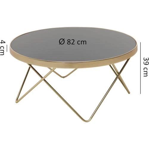 Zoom sur Table Basse Dana Noir Or Mat, Verre, Métal, Moderne