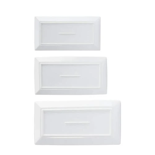 Zoom sur Service porcelaine 3 pièces Amazon Basics, blanc, apéritif, dessert